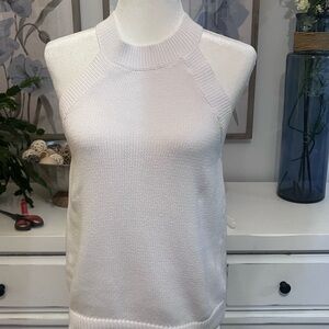 LOFT White Knit Halter Sweater, Size M